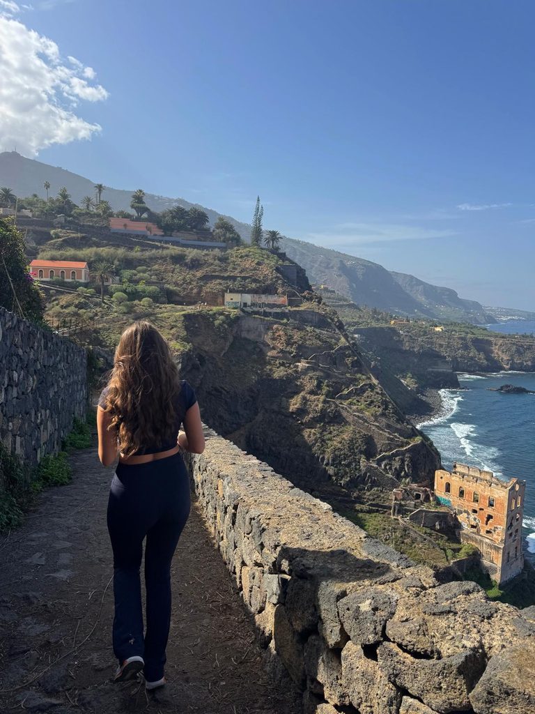 Walking a coastal path above the sea