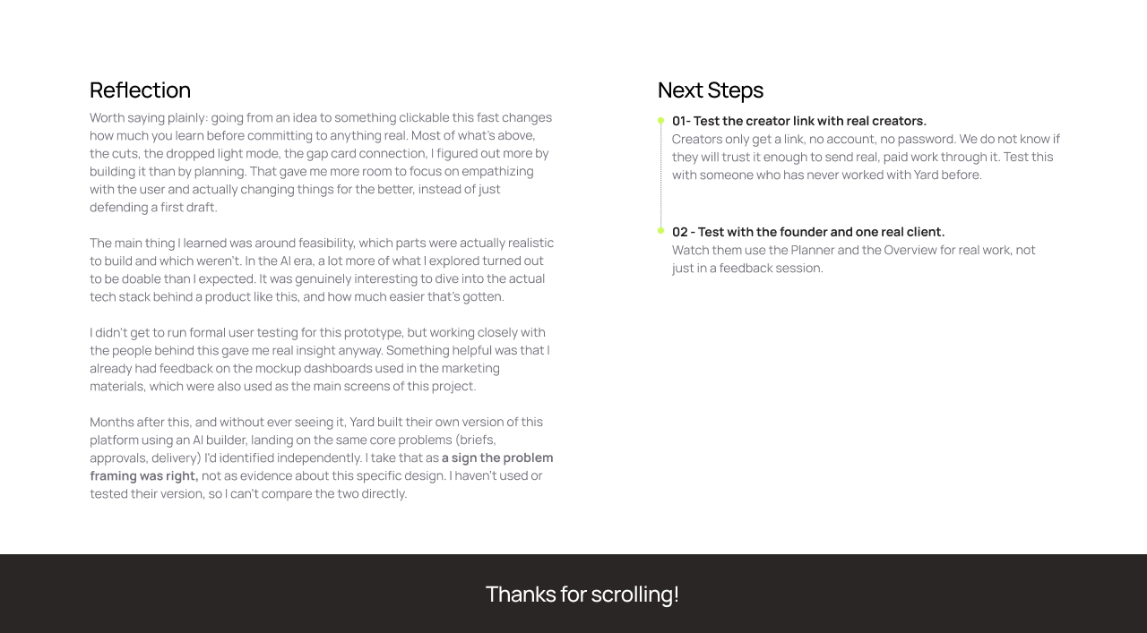 YardGEO case study, reflection and next steps